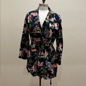 Nick & Nora S/M French Poodles in Paris Robe.  Lined with belt.